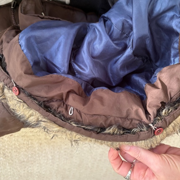 Abercrombie & Fitch Brown Hooded Puffer Jacket with Faux Fur Trim - Picture 6 of 11